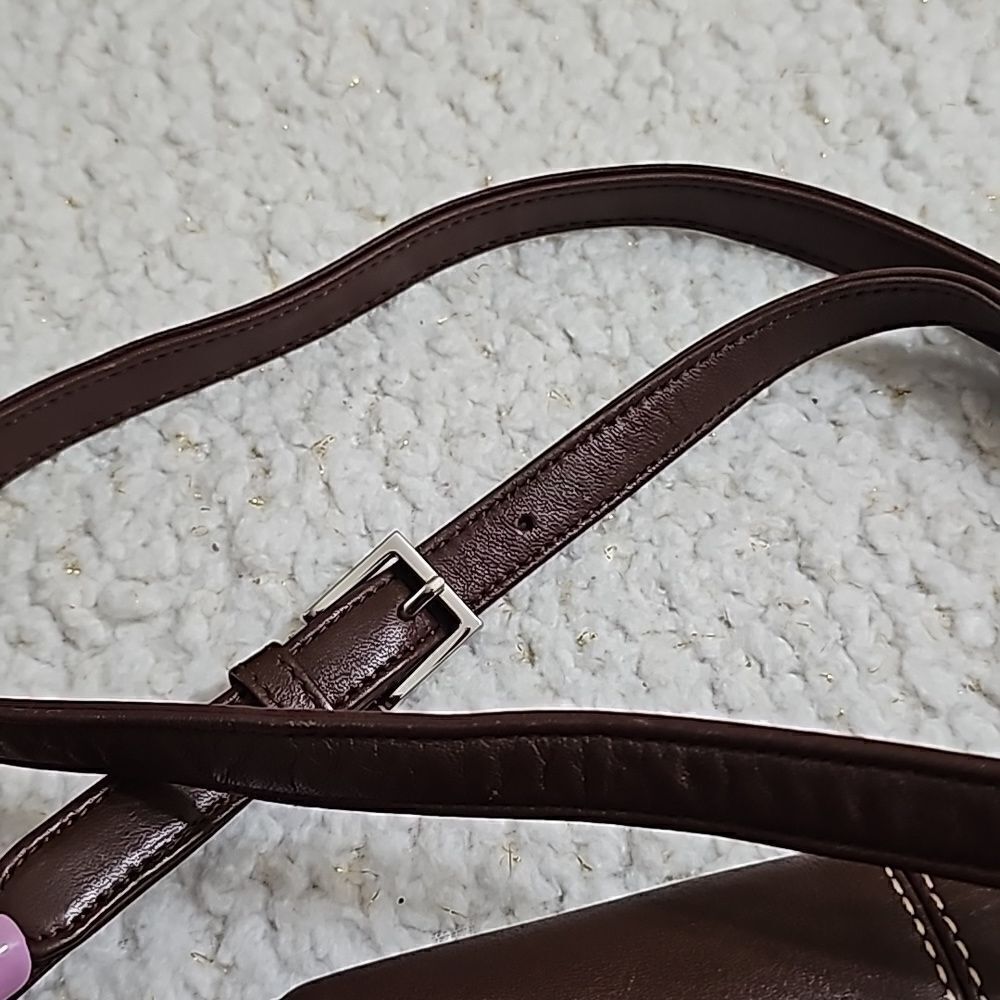 Charter Club Brown Leather Flap Over Shoulder Bag - Picture 9 of 9